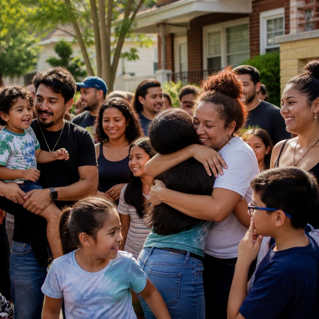 Latino community members of Your Live Foundation embracing and supporting each other at a community gathering